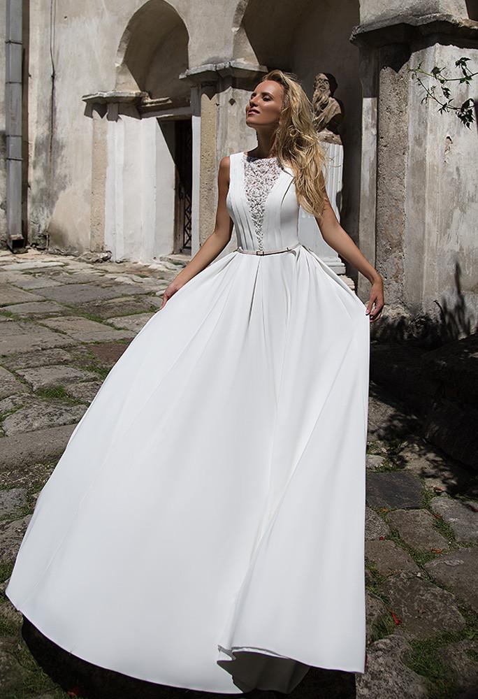 Lace satin princess ball gown lace A-Line wedding dress