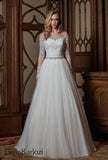 Ivory lace wedding dress ball gown A-Line
