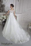 Ivory lace tulle wedding dress trumpet mermaid short sleeve