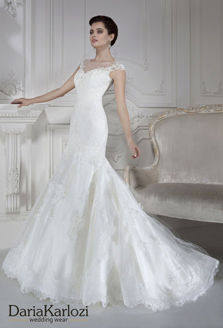 Ivory lace tulle rhinestones wedding dress ball trumpet mermaid