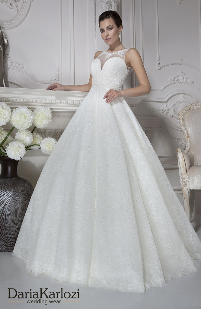 Lace tulle wedding dress trumpet mermaid short sleeve