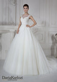 Ivory lace tulle rhinestones wedding dress ball A-line
