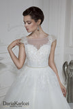 Ivory lace tulle rhinestones wedding dress ball A-line