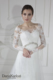Ivory lace tulle rhinestones wedding dress ball A-line