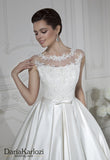 Ivory lace satin rhinestones wedding dress ball A-line