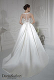 Ivory lace satin rhinestones wedding dress ball A-line