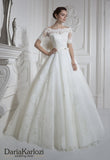 Ivory lace rhinestones wedding dress ball A-line