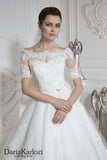 Ivory lace rhinestones wedding dress ball A-line