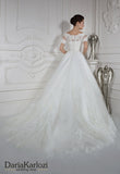 Ivory lace rhinestones wedding dress ball A-line