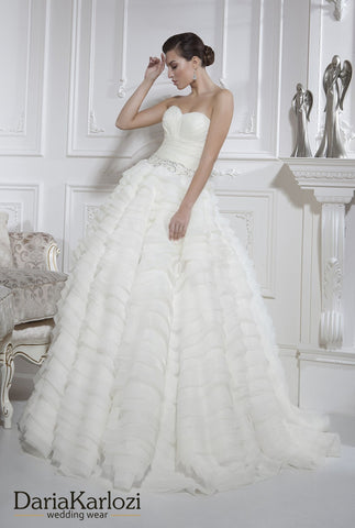 Ivory lace rhinestones wedding dress ball A-line