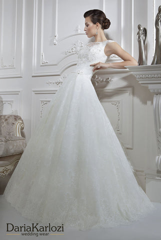 Ivory lace tulle rhinestones wedding dress ball A-line