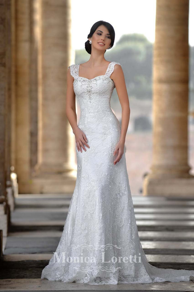 Lace Satin mermaid trumpet ball Gown Wedding Dress