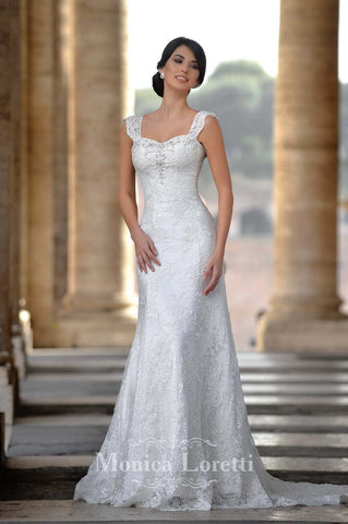 Lace Satin mermaid trumpet ball Gown Wedding Dress