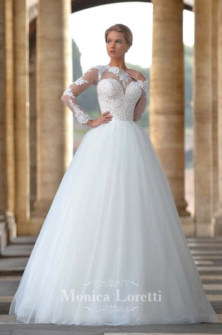 Lace long sleeve A-line ball Gown Wedding Dress