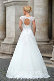 Lace sleeve A-line ball Gown Wedding Dress