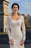Lace long sleeve A-line ball Gown Wedding Dress