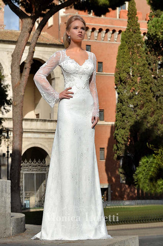 Lace long sleeve mermaid trumpet ball Gown Wedding Dress