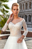 Lace long sleeve a-line ball Gown Wedding Dress