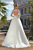 Lace satin tulle A-line ball gown Wedding Dress