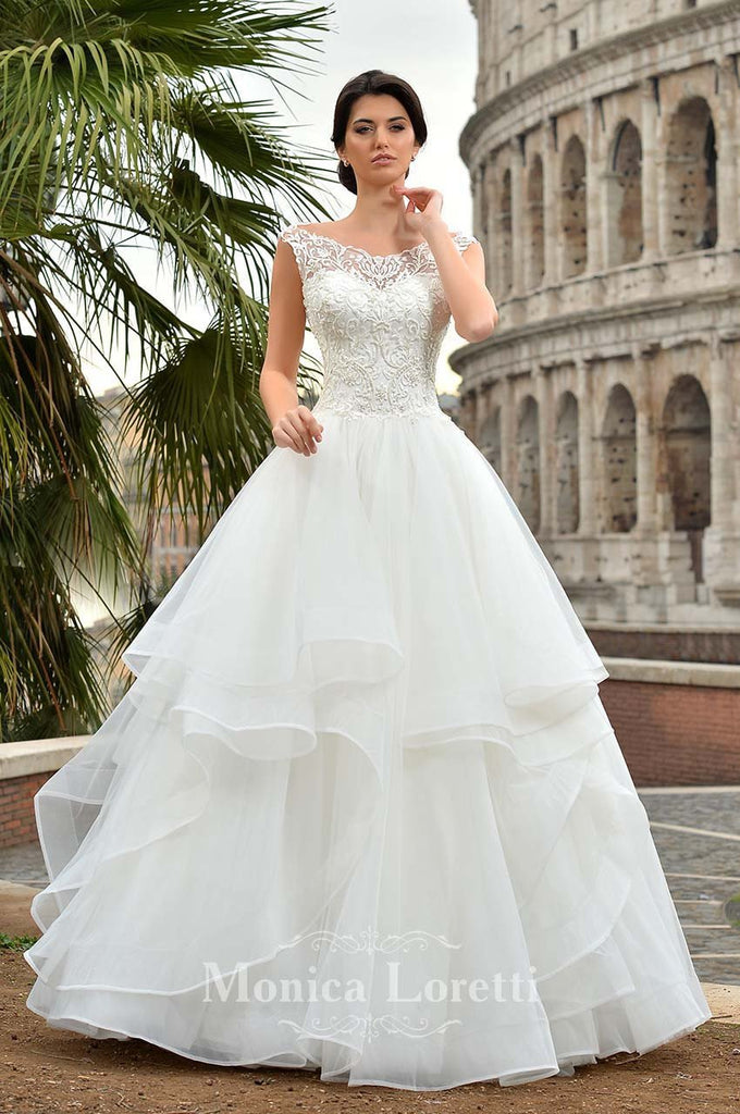 Lace long sleeve a-line ball Gown Wedding Dress
