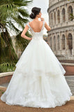 Lace long sleeve a-line ball Gown Wedding Dress
