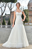 Lace satin tulle A-line ball gown Wedding Dress
