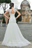 Lace satin tulle A-line ball gown Wedding Dress