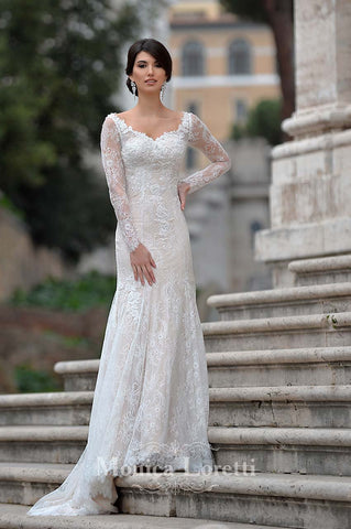 Lace mermaid trumpet ball gown Wedding Dress