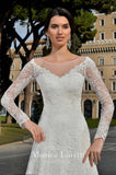 Lace long sleeve a-line ball Gown Wedding Dress