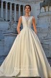 Lace Satin A-line ball Gown Wedding Dress