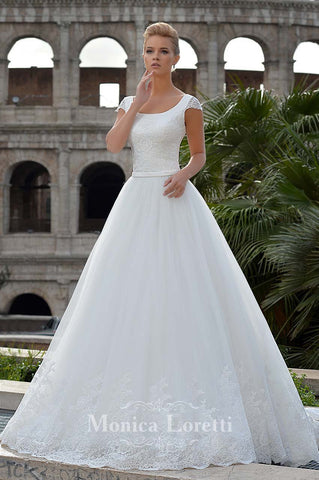 Lace long sleeve a-line ball Gown Wedding Dress