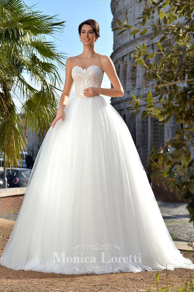 Lace long sleeve a-line ball Gown Wedding Dress