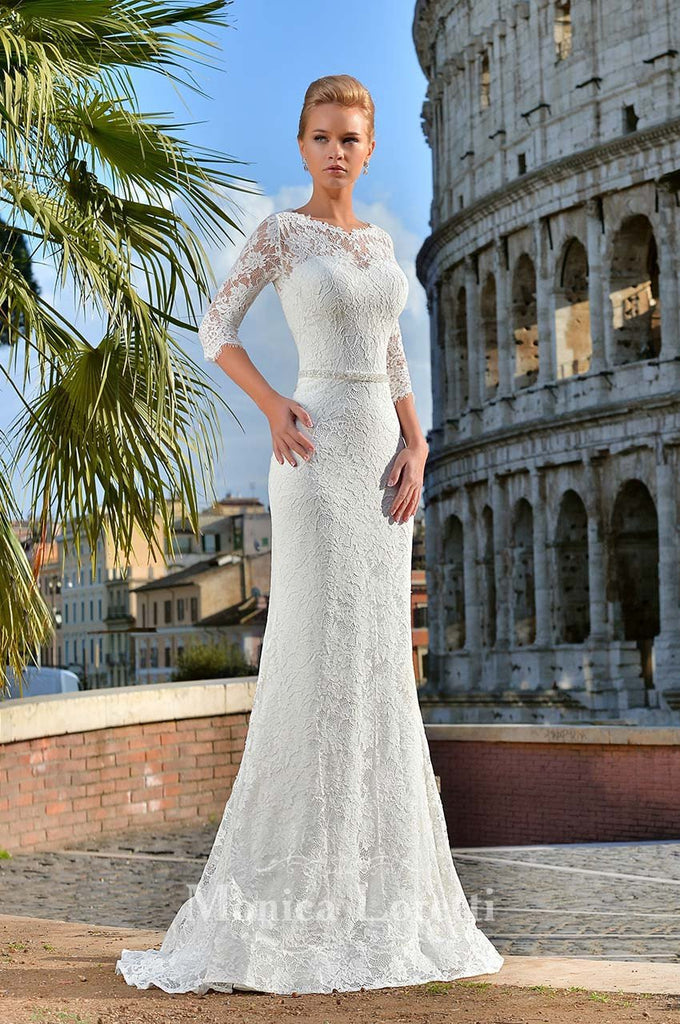 Lace mermaid trumpet ball gown Wedding Dress