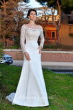 Lace long sleeve a-line ball Gown Wedding Dress