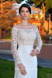 Lace long sleeve a-line ball Gown Wedding Dress