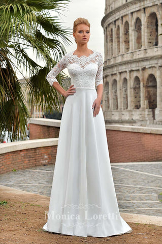 lace long sleeve bridal wedding dress