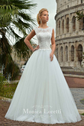 Lace long sleeve a-line ball Gown Wedding Dress