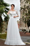 Lace long sleeve a-line ball Gown Wedding Dress