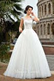 Lace long sleeve a-line ball Gown Wedding Dress