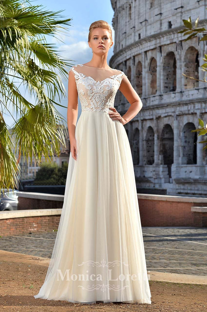 Lace long sleeve a-line ball Gown Wedding Dress