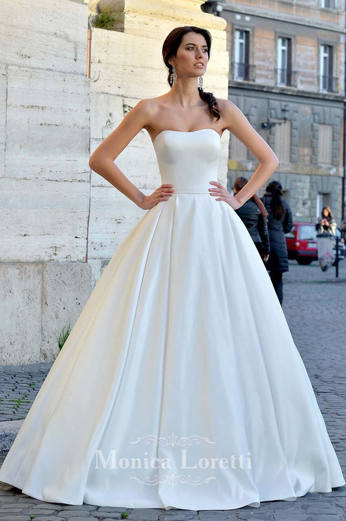 Lace sleeve a-line ball Gown Wedding Dress