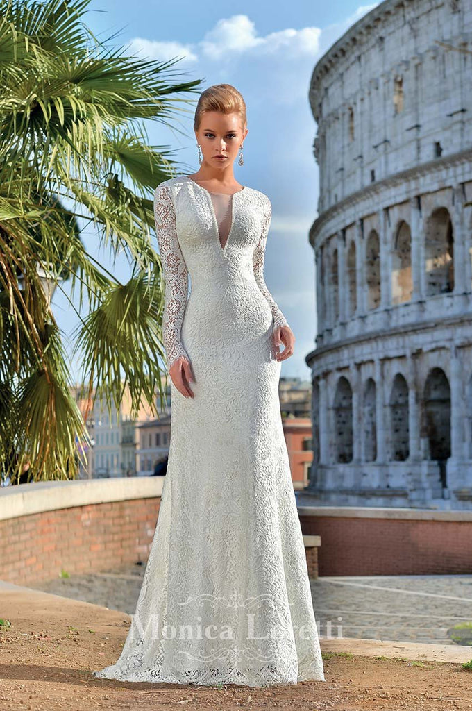 Lace mermaid trumpet ball gown wedding dress