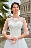 Lace sleeve a-line ball Gown Wedding Dress