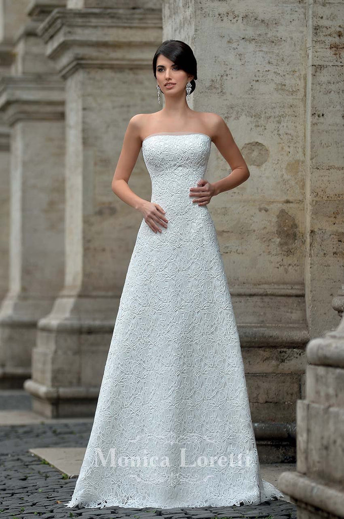 Lace sleeve a-line ball Gown Wedding Dress