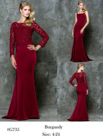 Mother Of The Bride Lace satin chiffon Long Dress.