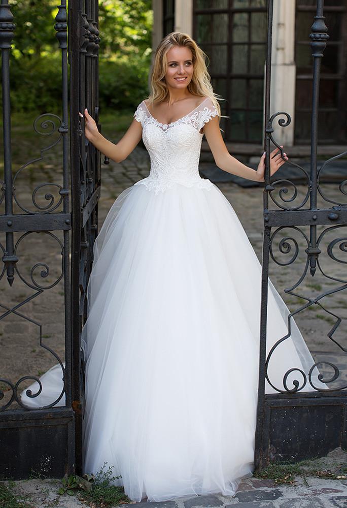 Lace tulle princess ball gown lace A-Line wedding dress