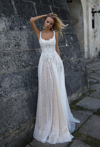 Lace ivory princess  lace A-Line wedding dress