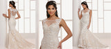 Lace satin fit & flare wedding dress