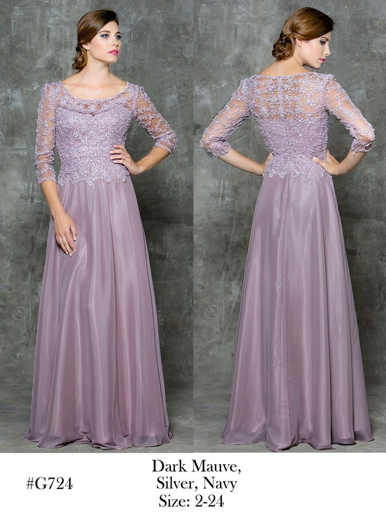 Mother Of The Bride Lace satin chiffon Long Dress.