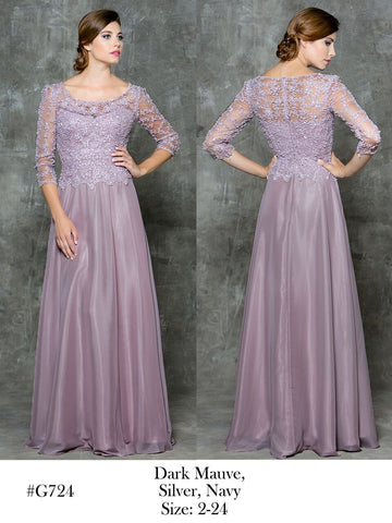 Mother Of The Bride Lace satin chiffon Long Dress.